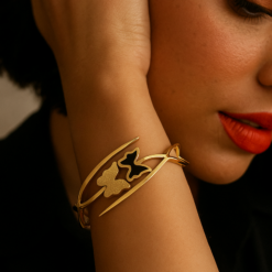 Anti-Tarnish Twin Butterfly Charm Bracelet – Gold Finish