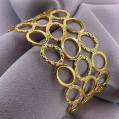 Anti-Tarnish Open Circle Cuff Bracelet – Gold Finish