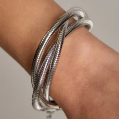 Luxe Silver Snake Chain Multi-Layer Bracelet