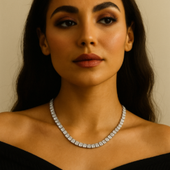 Anti-Tarnish Silver Finish Diamond Tennis Chain