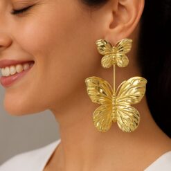 Anti-Tarnish Radiant Golden Butterfly Statement Earrings