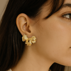 Polished Bow Knot Earrings – Gold Finish