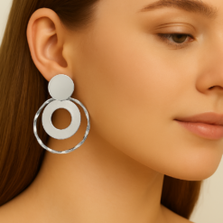 Anti-Tarnish Twisted Halo Statement Earrings – Silver Finish