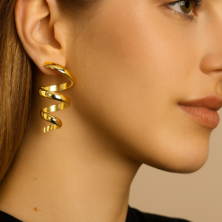 Anti-Tarnish Spiral Twist Statement Earring