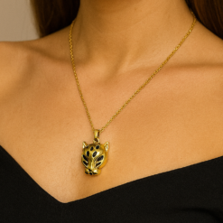 Anti-Tarnish Panther Charm Necklace – Gold Tone