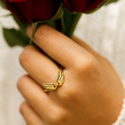 Anti-Tarnish Wing Embrace Gold-Tone Ring