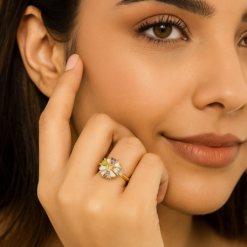 Prism Bloom Multicolor Gemstone Gold-Tone Ring