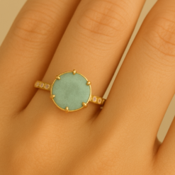 Matte Aqua Green Six-Prong Gold finish Ring
