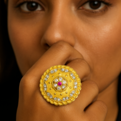 Anti-Tarnish Antique-Inspired Traditional Gold Tone Ring