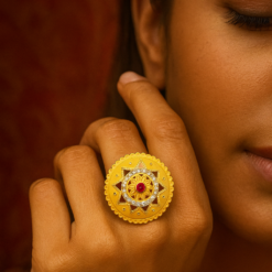 Anti-Tarnish Antique-Inspired Gold Tone Sunburst Ring