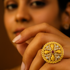 Anti-Tarnish Antique-Inspired Gold Tone Regal Petal Ring